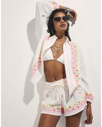 River Island - Cotton Mirror Embroidered Shorts - Lyst
