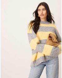 ARRANGE - Oversized Crew Neck Knitted Striped Jumper - Lyst