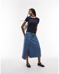ARKET - Denim Midi Wrap Skirt - Lyst