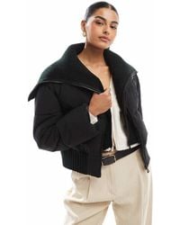 ASOS - Knitted Collar Puffer Jacket - Lyst