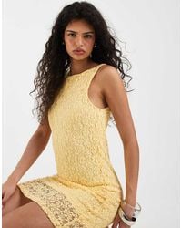 Vero Moda - Stretch Floral Lace Sleeveless Slash Neck Mini Dress - Lyst