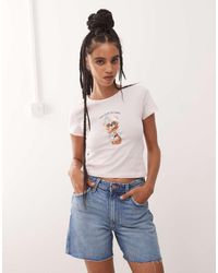 Noisy May - Baby Tee With Bear Print - Lyst