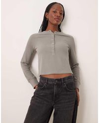 ASOS - Raglan Long Sleeve Top Thick Waffle Henley - Lyst