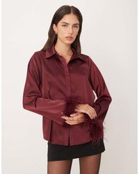 Lovedrobe - Feather Cuff Satin Shirt - Lyst
