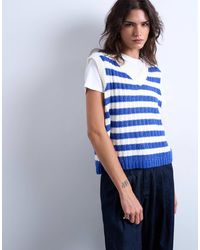 TOPSHOP - Knitted Stripe Vintage Vest - Lyst