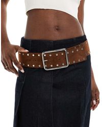 Stradivarius - Brede Riem Met Studs - Lyst