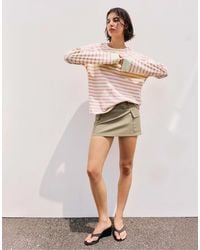 Pull&Bear - Oversize langarm-t-shirt mit streifen - Lyst