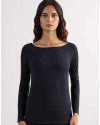 Intimissimi - Long-Sleeved Boat-Neck Micromodal Top - Lyst