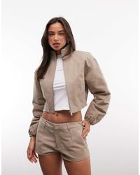CERNUCCI - Cropped Funnel Neck Twill Jacket Co-ord - Lyst