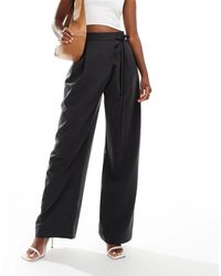 ASOS - Tailored Wide Leg Trousers With Wrap Tie Detail - Lyst