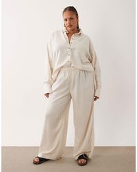 ASOS - Asos Design Curve Ipanema Sheer Beach Wide Leg Trousers With Linen - Lyst