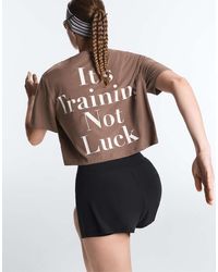 Oysho - Boxy Cropped Cotton Blend Slogan T-shirt - Lyst