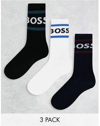 BOSS - 3 Pack Rib Stripe Socks - Lyst