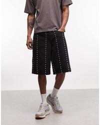 Liquor N Poker - All-Over Stud Embellished Denim Jorts - Lyst