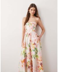 Bardot - Lola Bandeau Boned Corset Detail Maxi Dress - Lyst