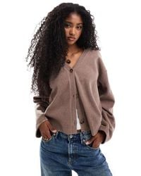 Miss Selfridge - Rib Relaxed V Neck Cardigan - Lyst