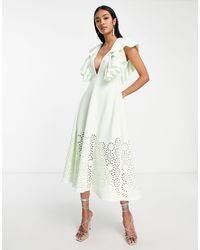 Asos salon rose print bandeau midi prom dress 2025