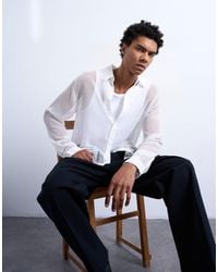 TOPMAN - Relaxed Fit Crinkle Texture Sheer Shirt - Lyst