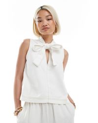 ASOS - A-line Denim Top With Bow Tie Neck - Lyst