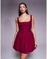 Vesper - Bengaline Square Neck Skater Mini Dress - Lyst