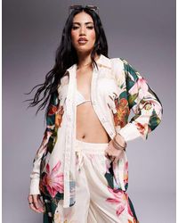 River Island - Botanical Print Beach Shirt Co-Ord - Lyst