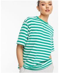 ASOS - Camiseta verde y color crema extragrande a rayas - Lyst