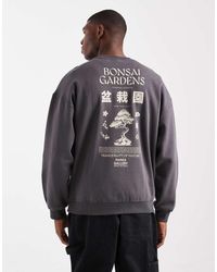 Only & Sons - Vintage Fit Sweat With Bonsai Back Print - Lyst
