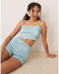 ASOS - Satin Textured Cropped Cami And Short Pyjama Set - Lyst