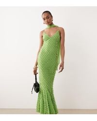 ASOS - Asos Design Tall Bias Plunge Cami Dress With Full Godets And Scarf Detail - Lyst