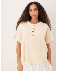 ASOS - Heavy Waffle Short Sleeve Henley Top - Lyst