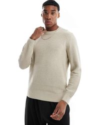Only & Sons - Jersey Beis Con Cuello Redondo De Punto Gofrado De -Blanco - Lyst
