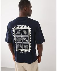 SELECTED - Ruimvallend T-Shirt Met Marine-Stempelprint Op De Achterkant - Lyst