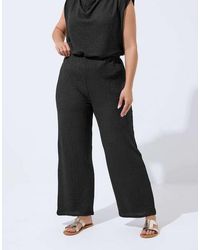 Yours Clothing - Textured Wide Leg Trousers - Lyst