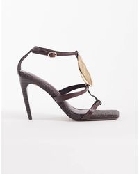 ASOS - Nostalgia Trim Detail T Bar High Heel Sandals - Lyst
