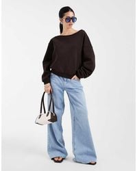 ONLY - Asymmetric Neck Sweatshirt - Lyst