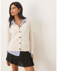 GANT - Lamswollen Vest Met Kabels - Lyst
