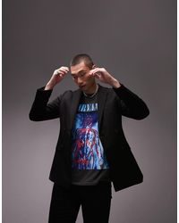 TOPMAN - Double Breasted Skinny Blazer Van Jersey - Lyst