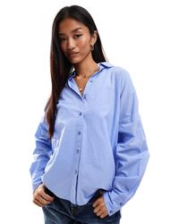 Pieces - – lässige oversize-hemdbluse aus baumwolle - Lyst