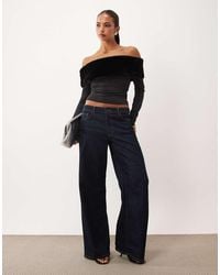 Lioness - Waldorf Knitted Faux Fur Trip Bardot Long Sleeve Top - Lyst