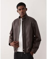 ASOS - – oversize-bomberjacke aus echtem leder - Lyst