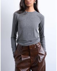 TOPSHOP - Premium Rib Long Sleeve Top - Lyst