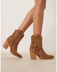 Glamorous - Western Heeled Ankle Boots - Lyst