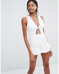 Missguided Crochet Sleeveless Playsuit - Black