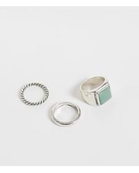 Reclaimed Vintage - Three Pack Of Rings With Stone - Lyst