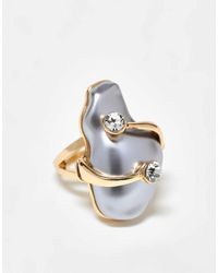 ASOS - Ring With Faux Pearl And Crystal Wrap Around Details - Lyst