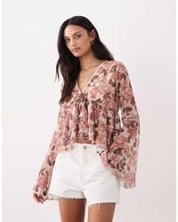 Miss Selfridge - Flared Sleeve Ruffle Blouse - Lyst
