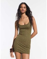 Bershka - Mini Stud Dress - Lyst