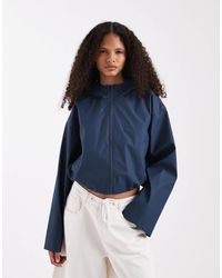 ASOS - Cropped Rubberised Rain Jacket With Hood - Lyst