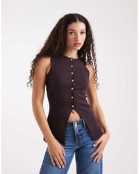 New Look - Knitted Button Down Waistcoat - Lyst