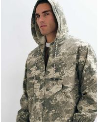 No Problemo - Chaqueta Con Capucha Y Cremallera De Ripstop Con Estampado Camuflaje De Árbol Y Logo En-Neutro - Lyst